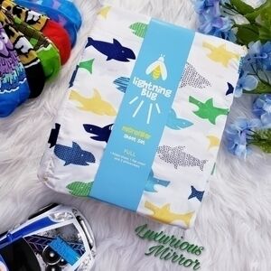 Lightning Bug Kids Microfiber Ocean Shark Print Children Sheet Set Full Bed